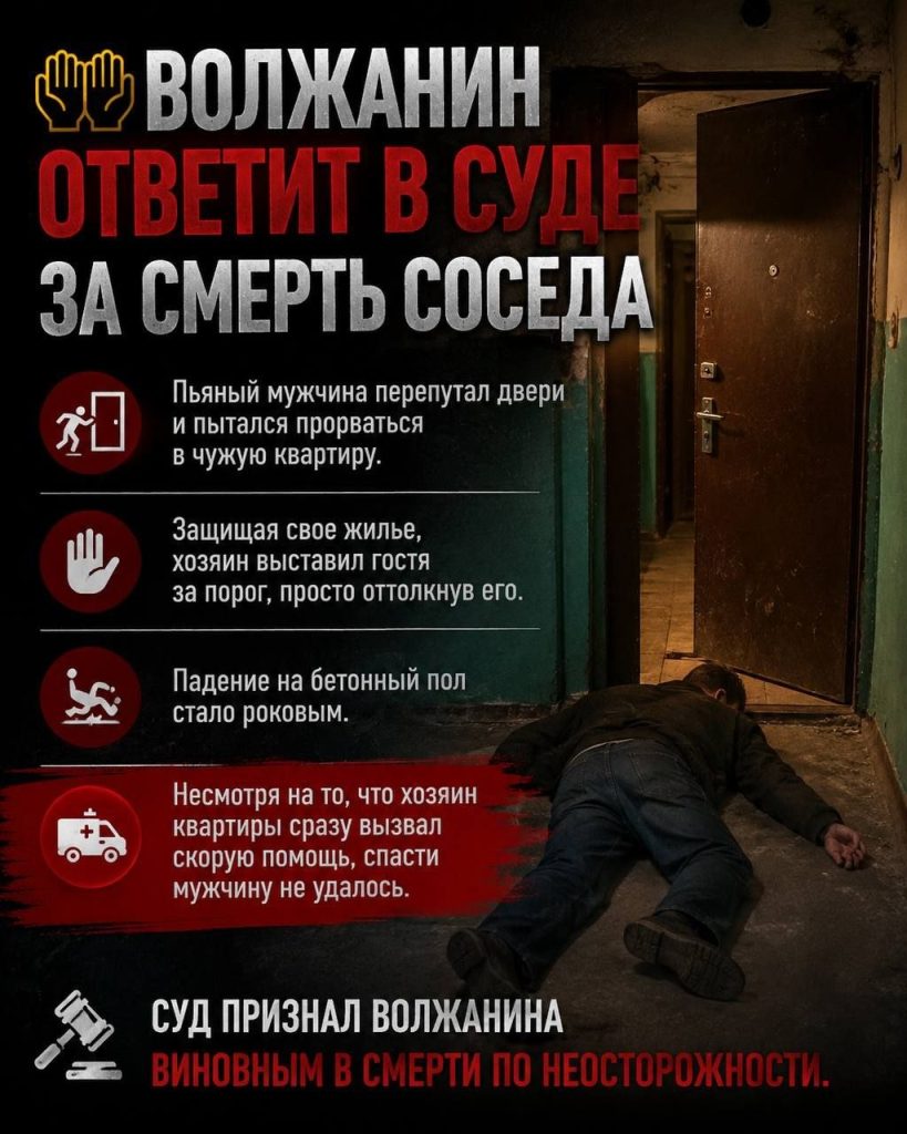 Житель Волжского предстанет перед судом за гибель соседа