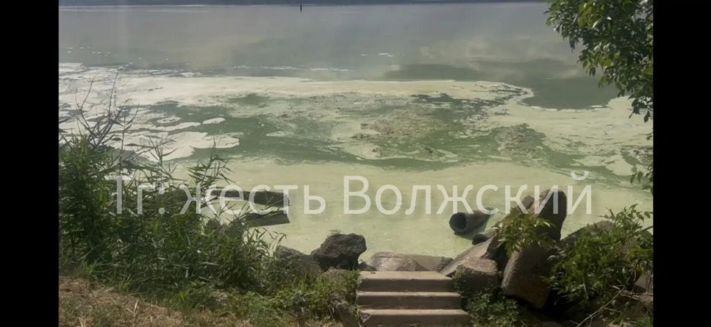 Волга в поселке Паромный покрылась пеной: жители подозревают незаконные сбросы отходов