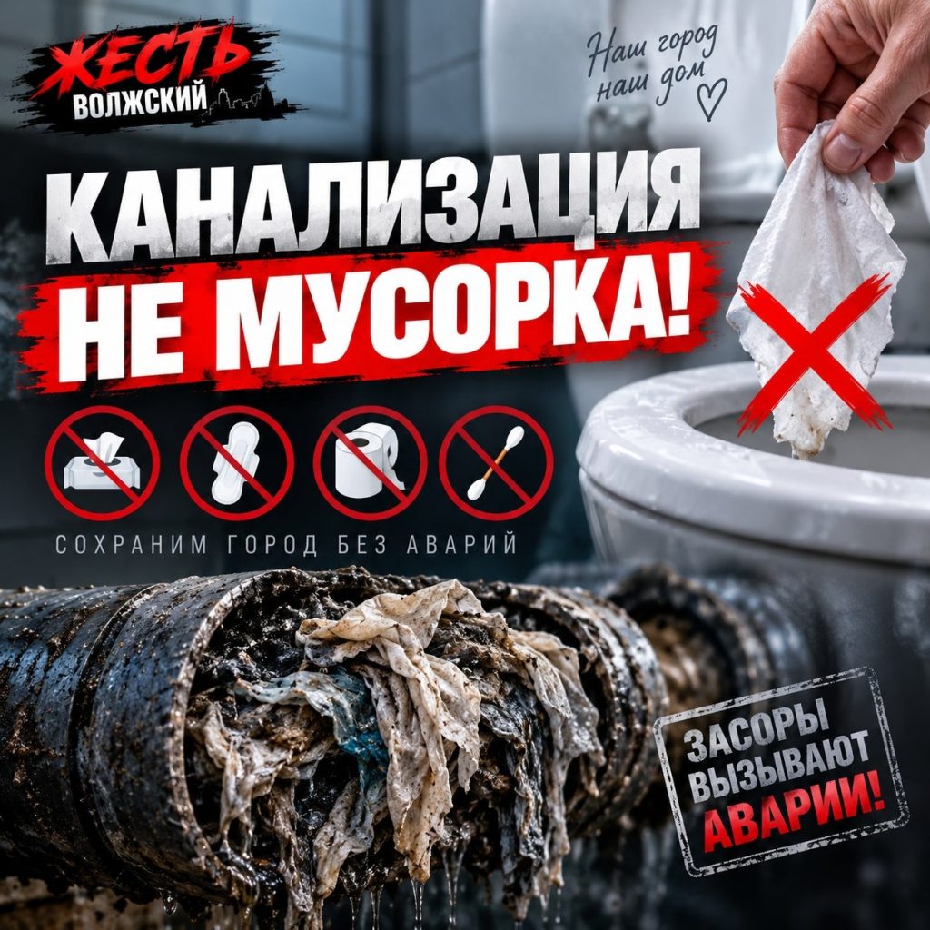 Волжанам напомнили: влажные салфетки и средства гигиены — не для унитаза
