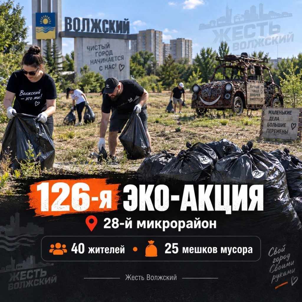 В Волжском на 126-й эко-акции очистили пустырь в 28-м микрорайоне