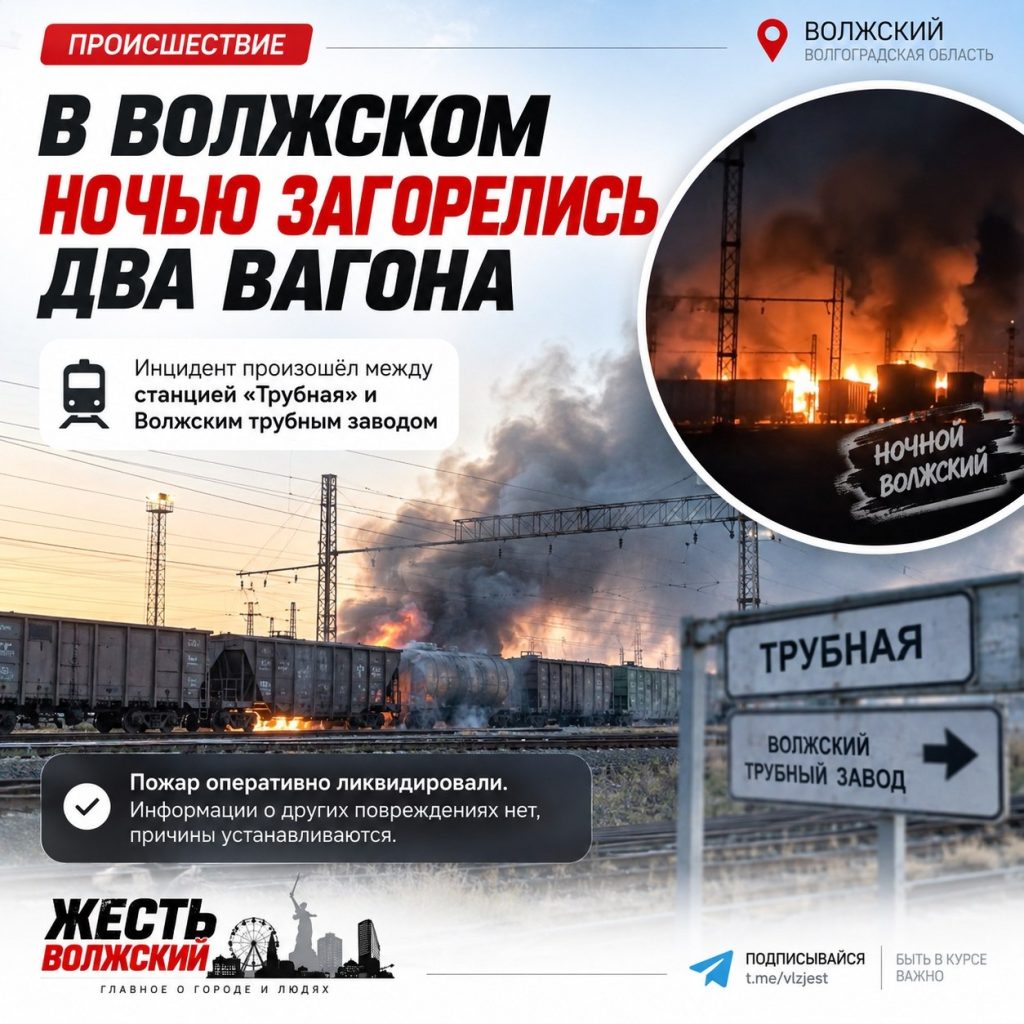В Волжском ночью загорелись два железнодорожных вагона