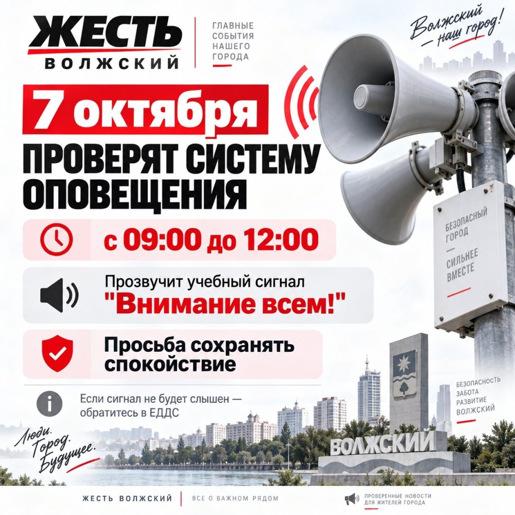 В Волжском 7 октября прозвучит учебный сигнал «Внимание всем!»