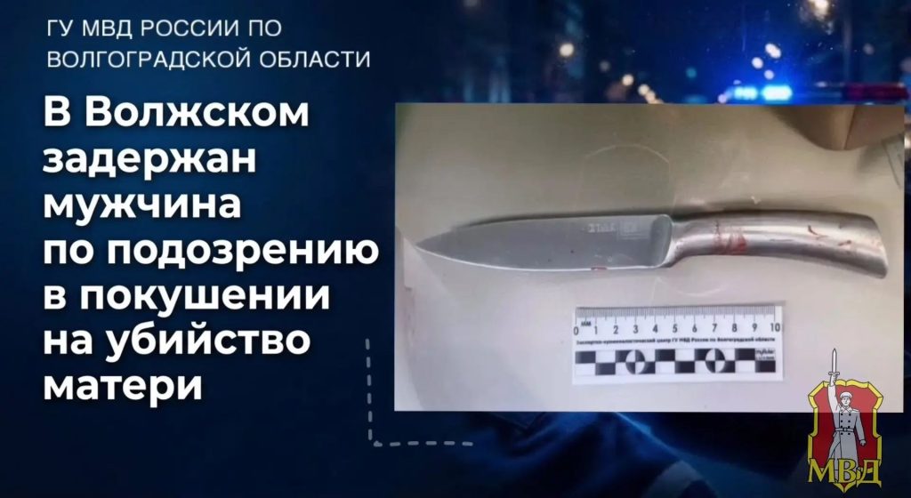 В Волжском задержан мужчина, напавший с ножом на собственную мать