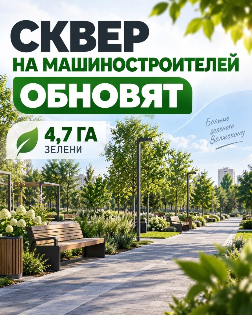В Волжском обновят сквер на улице Машиностроителей: 4,7 гектара зелени ждёт преображение