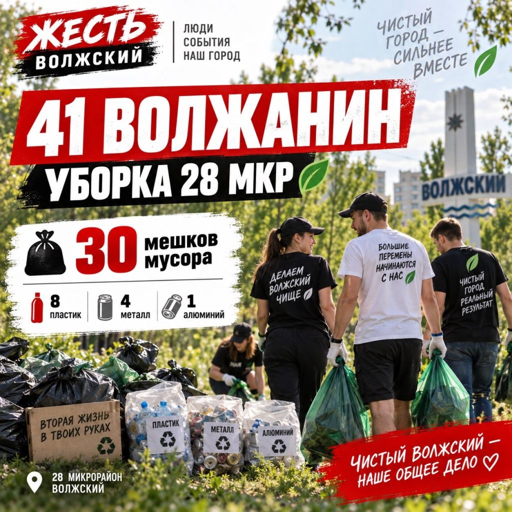В Волжском 41 человек вышел на уборку 28-го микрорайона