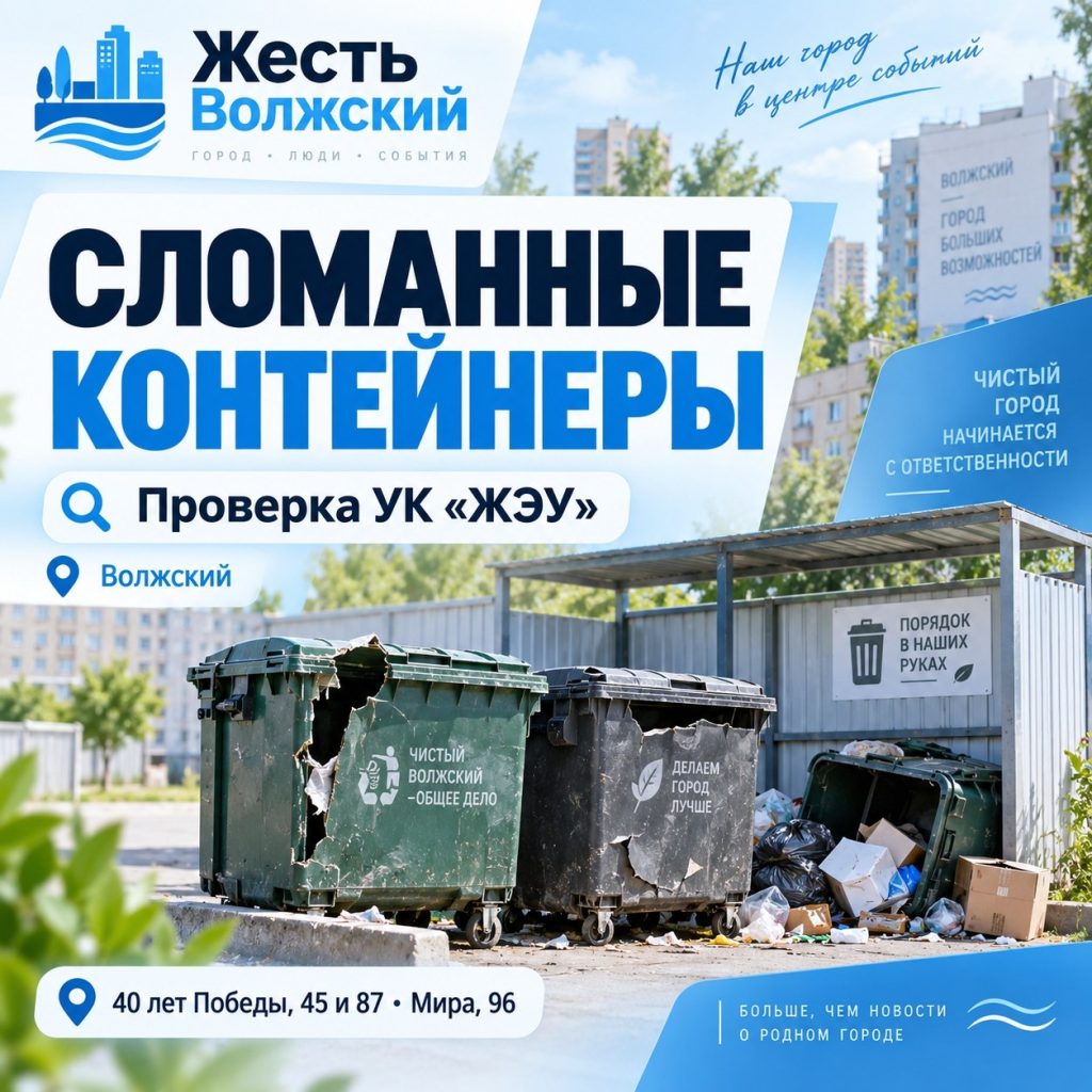В Волжском управляющую компанию «ЖЭУ» проверят из-за разбитых мусорных контейнеров