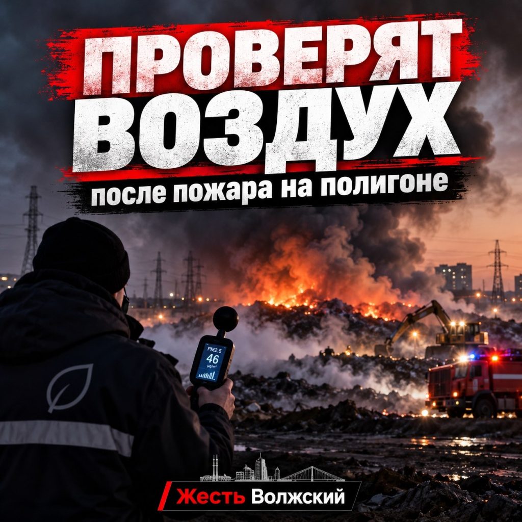 В Волжском после ночного пожара на полигоне «Волга-Бизнес» проверят качество воздуха