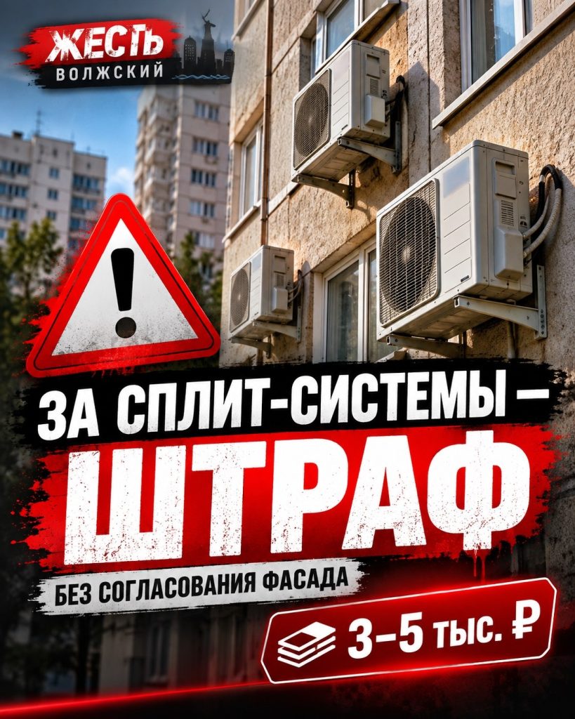 В Волжском за несогласованную установку кондиционера на фасаде могут оштрафовать