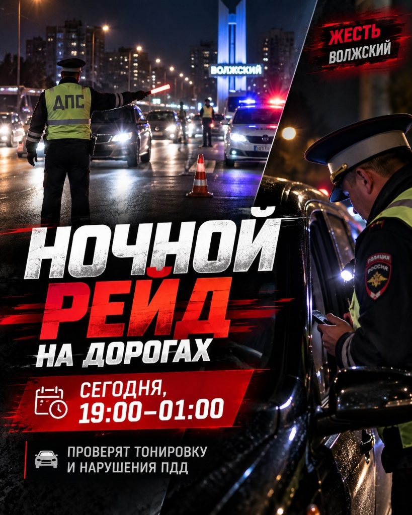 Ночной рейд Госавтоинспекции пройдёт на дорогах Волжского