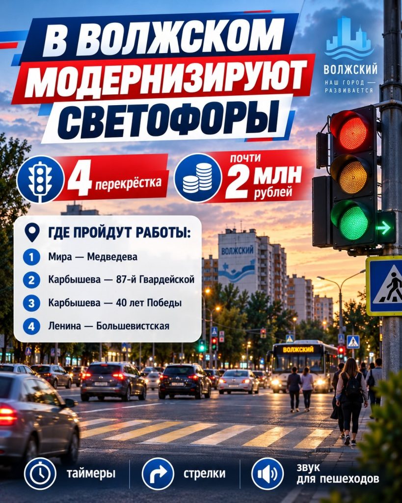В Волжском обновят светофоры на четырёх перекрёстках