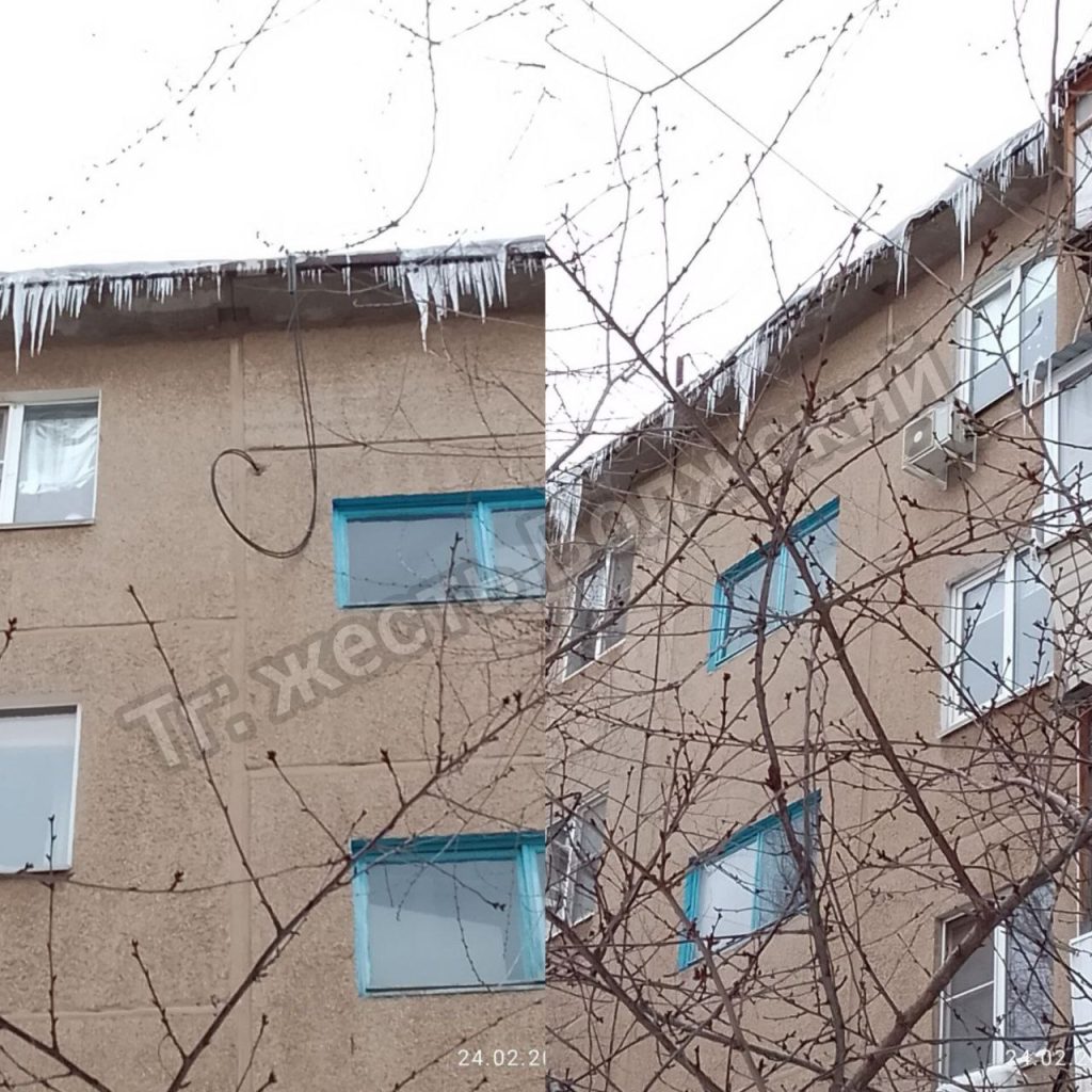 Ледяная угроза: крыша дома на Машиностроителей превратилась в опасную зону