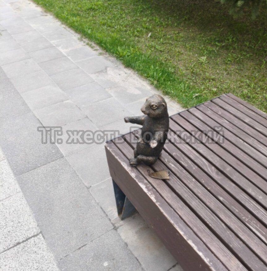 В Волжском снова повредили фигурку суслика-газетчика