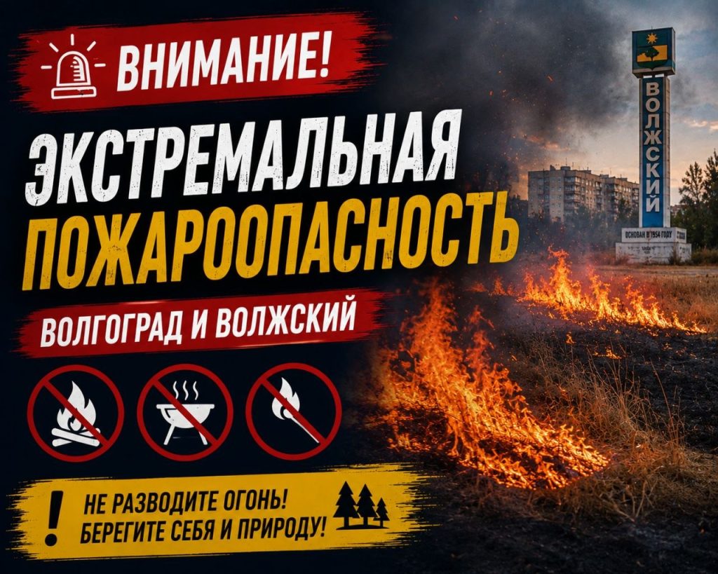 Экстремальная пожароопасность объявлена в Волгограде и Волжском до 20 июля