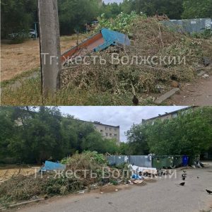 Стихийная свалка высотой полтора метра образовалась во дворе Волжского